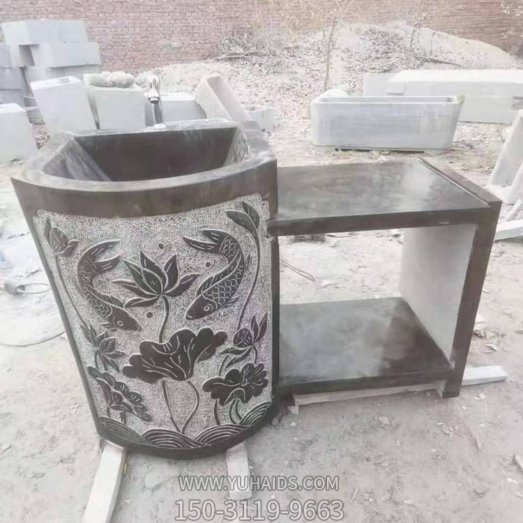 庭院装饰摆放青石雕刻仿古老石槽鱼缸养鱼洗手盆博鱼网页版