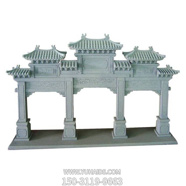 大理石石雕户外园林三门牌坊博鱼网页版