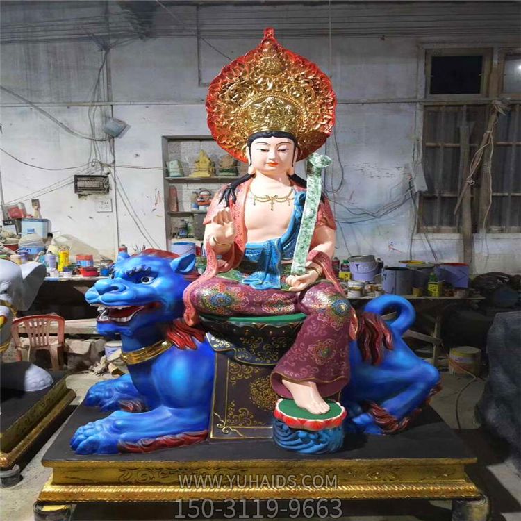 玻璃钢彩绘寺庙佛像菩萨文殊普贤博鱼网页版