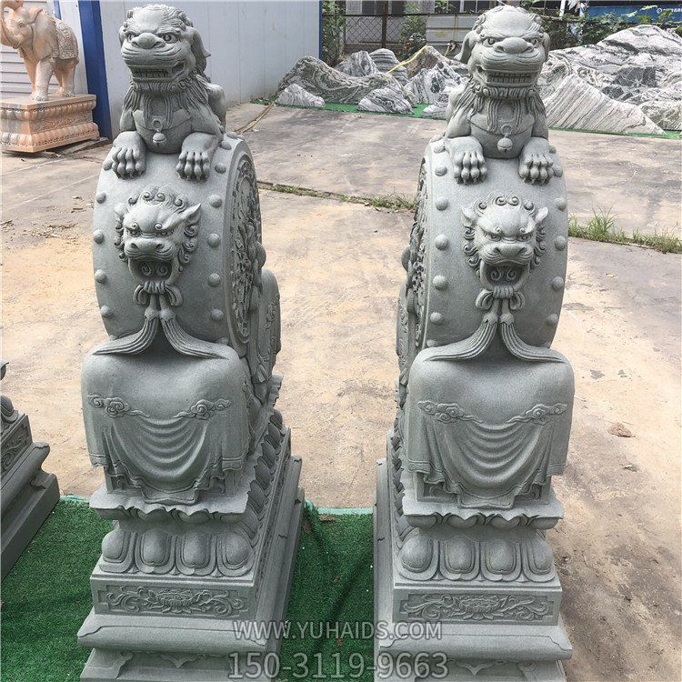 别墅庭院门口仿古石雕门墩抱鼓石汉白玉博鱼网页版室外摆件