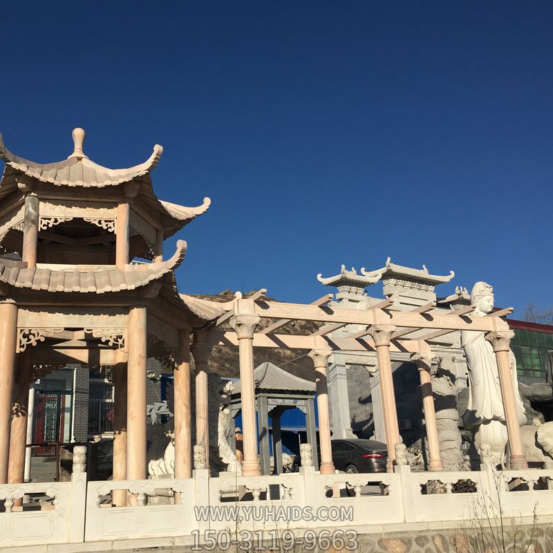 晚霞红长廊凉亭二层顶盖花园广场摆放博鱼网页版