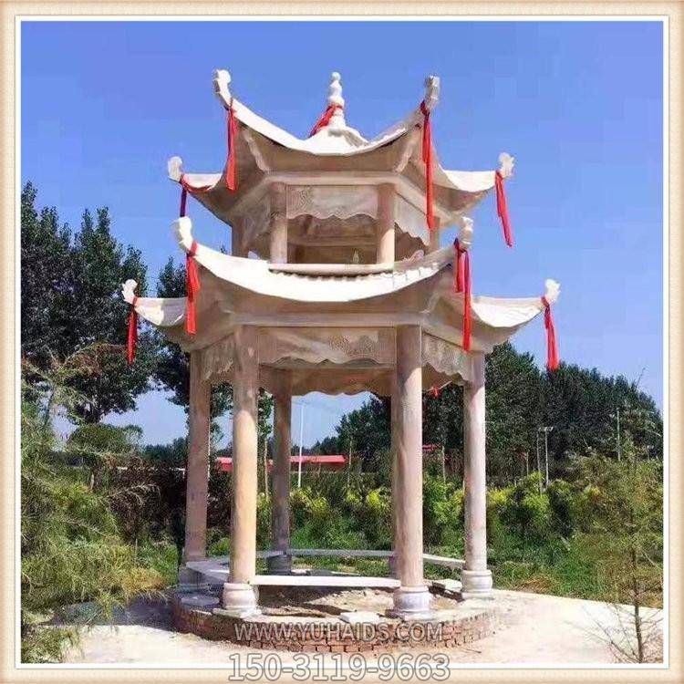 晚霞红雕刻仿古建筑二层凉亭景区户外园林摆件博鱼网页版
