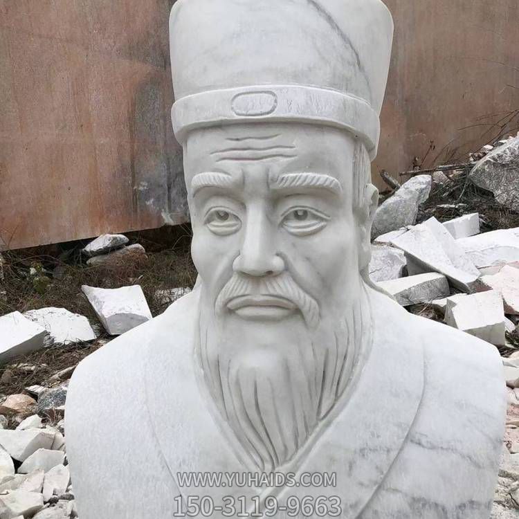 古代名人胸像大理石石头博鱼网页版摆件校园广场人物
