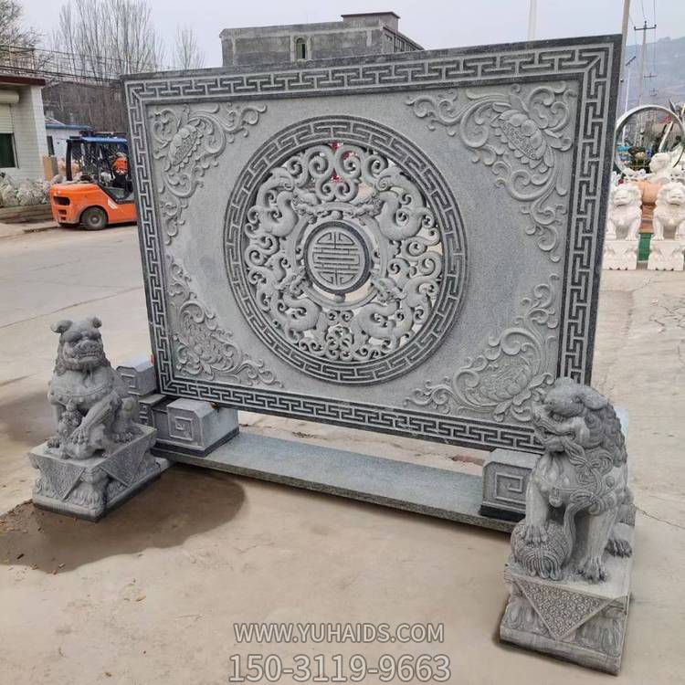 石雕屏风浮雕壁画影壁墙花岗岩大理石中式别墅庭院石材摆件博鱼网页版