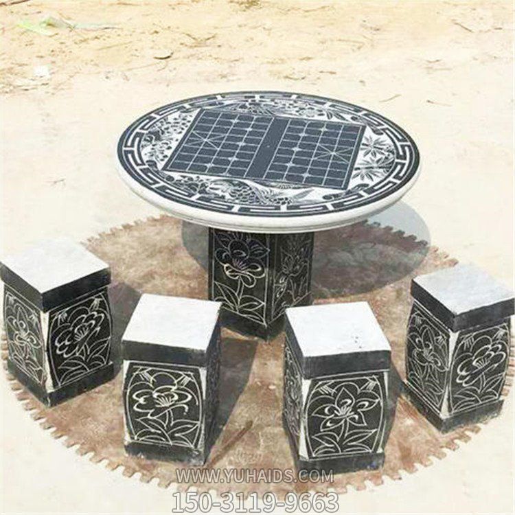 家用青石石雕大型棋盘格石桌石凳博鱼网页版