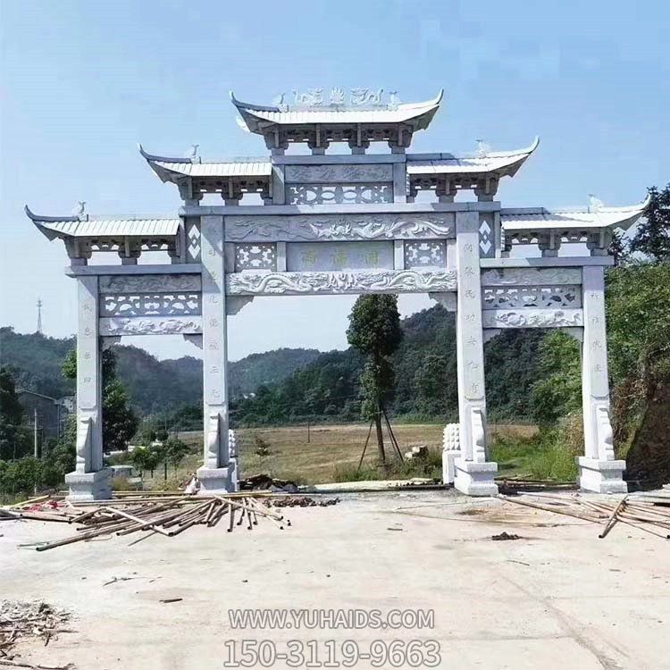 村口广场花岗岩雕刻仿古门楼博鱼网页版