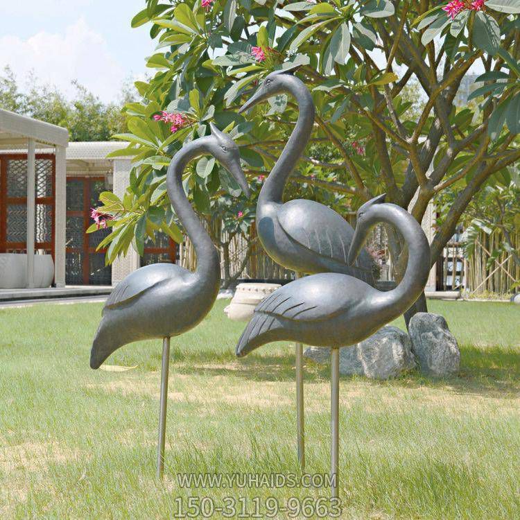 园林创意不锈钢仿铜抽象仙鹤博鱼网页版