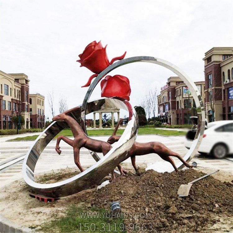 不锈钢镜面抽象大型戒指景观博鱼网页版