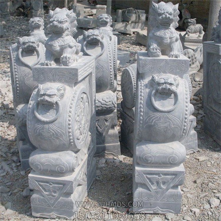 石雕门墩一对青石雕刻小狮子抱鼓石庭院 门口摆件博鱼网页版