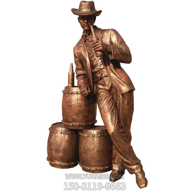 玻璃钢铸铜品酒人物酒店广场摆件博鱼网页版