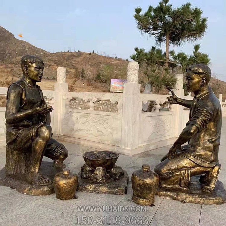 玻璃钢仿铜户外园林情景小品人物景观摆件博鱼网页版