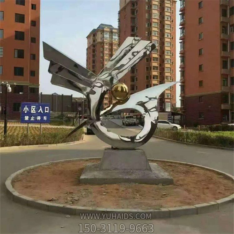 别墅小区不锈钢镜面抽象景观标志博鱼网页版