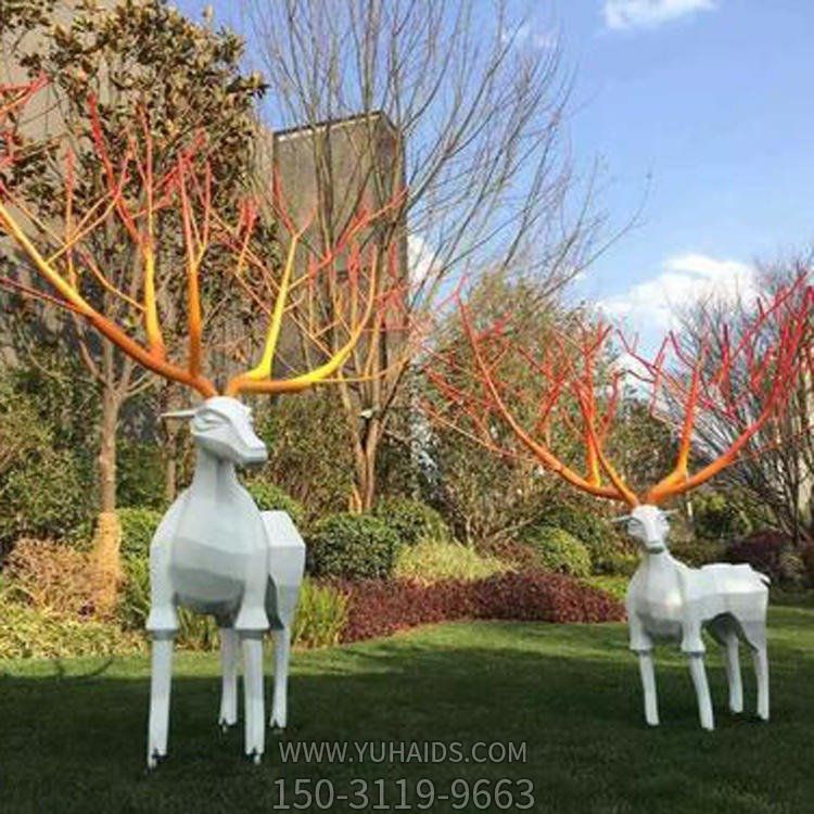 不锈钢镜面抽象鹿金属镂空鹿房产绿地装饰博鱼网页版