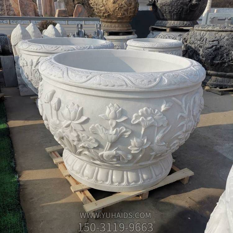 石雕鱼缸花盆养荷花缸青石仿古水缸庭院花园户外摆件博鱼网页版