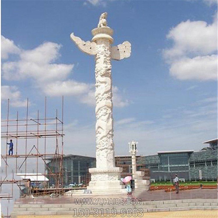 广场摆放汉白玉浮雕盘龙石柱华表文化石柱博鱼网页版
