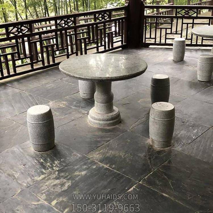 景点凉亭摆放花岗岩雕刻圆形休息石桌石凳博鱼网页版
