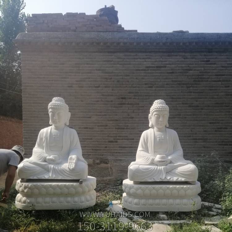 寺院户外摆放汉白玉雕刻如来佛坐姿雕像博鱼网页版