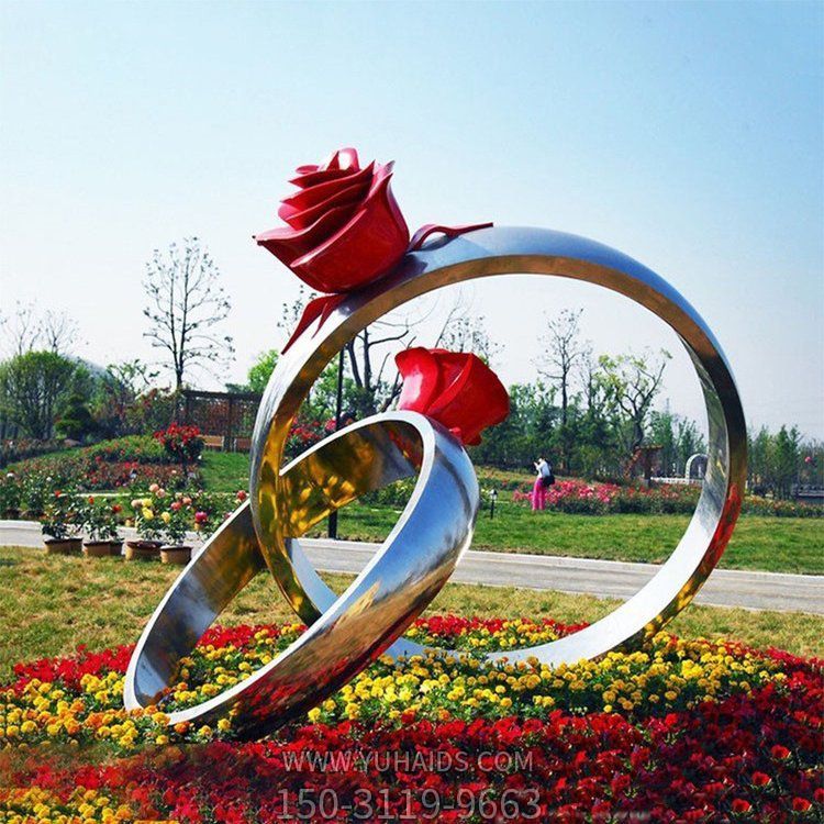 公园广场爱情主题公园不锈钢镜面戒指博鱼网页版