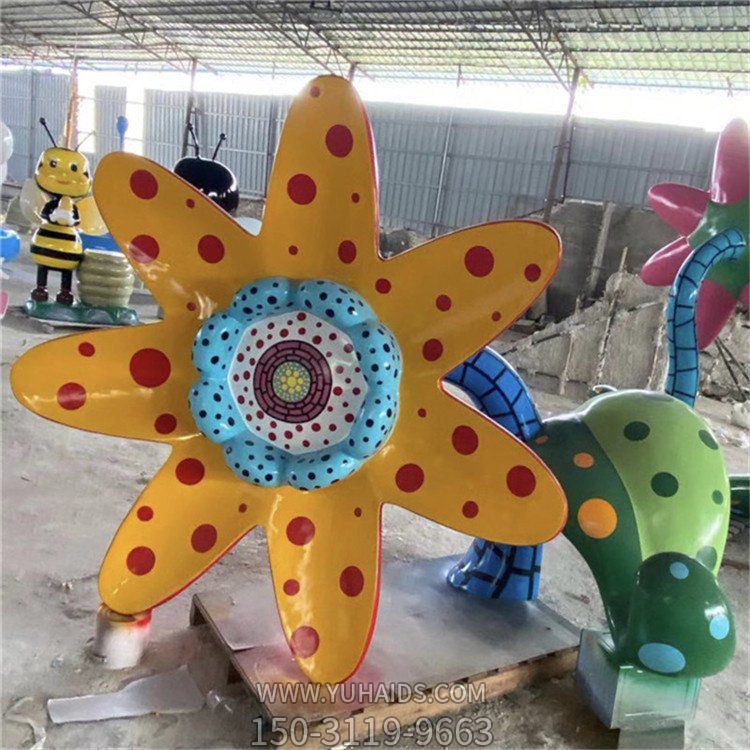 玻璃钢树脂园林创意彩绘花朵户外美陈摆件博鱼网页版