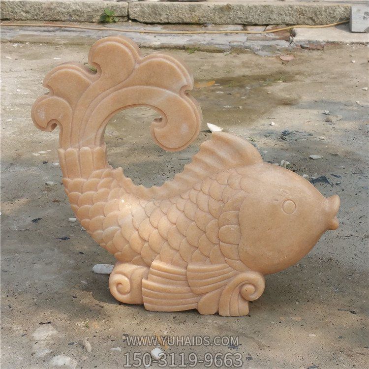 园林户外大理石晚霞红石雕流水鲤鱼喷泉博鱼网页版