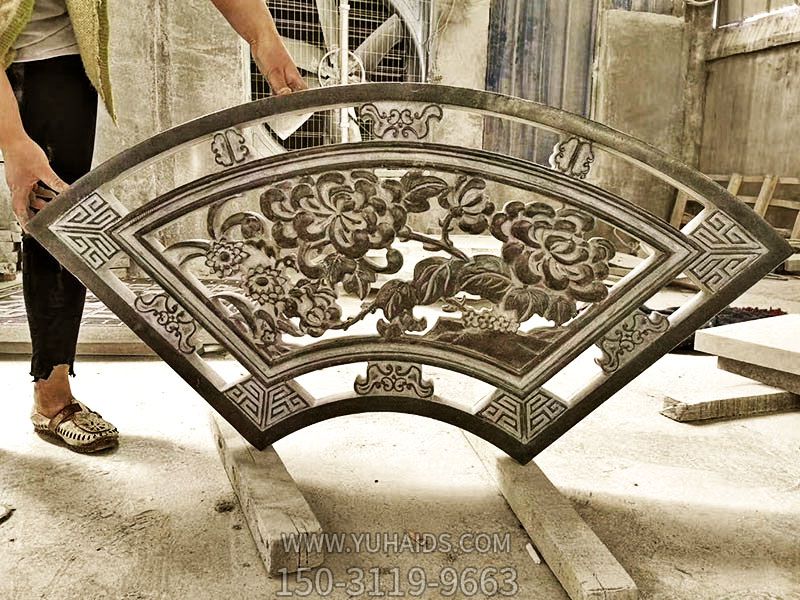 中式园林装饰青石镂空菊花花窗博鱼网页版