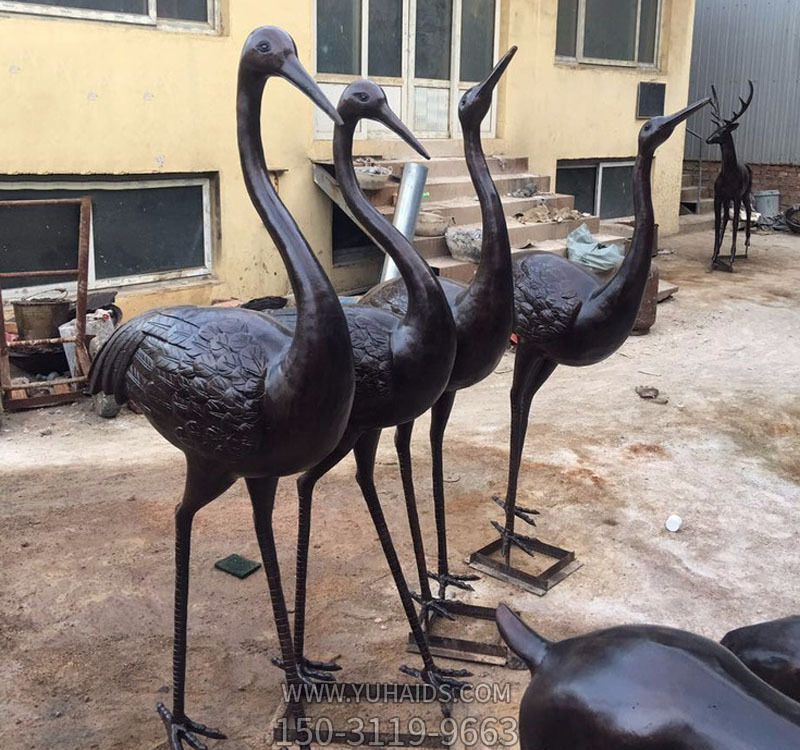公园景区大型景观装饰品铜雕丹顶鹤博鱼网页版