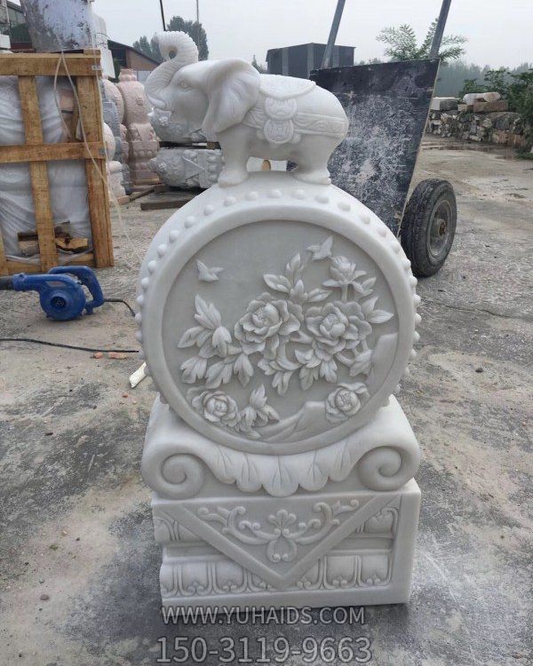 汉白玉石雕庭院门口大理石石雕镇宅抱鼓石博鱼网页版