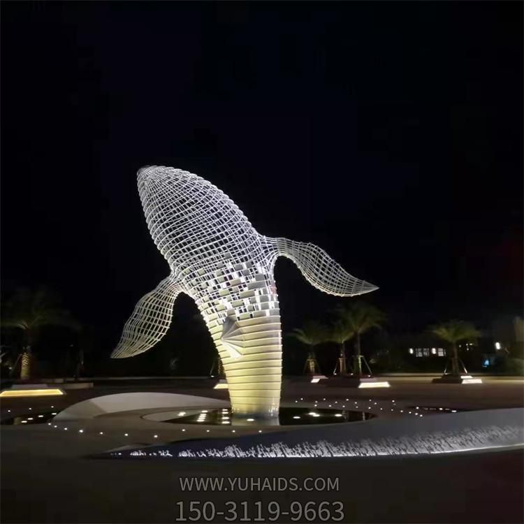 户外广场大型不锈钢镂空网格园林大型鲸鱼博鱼网页版