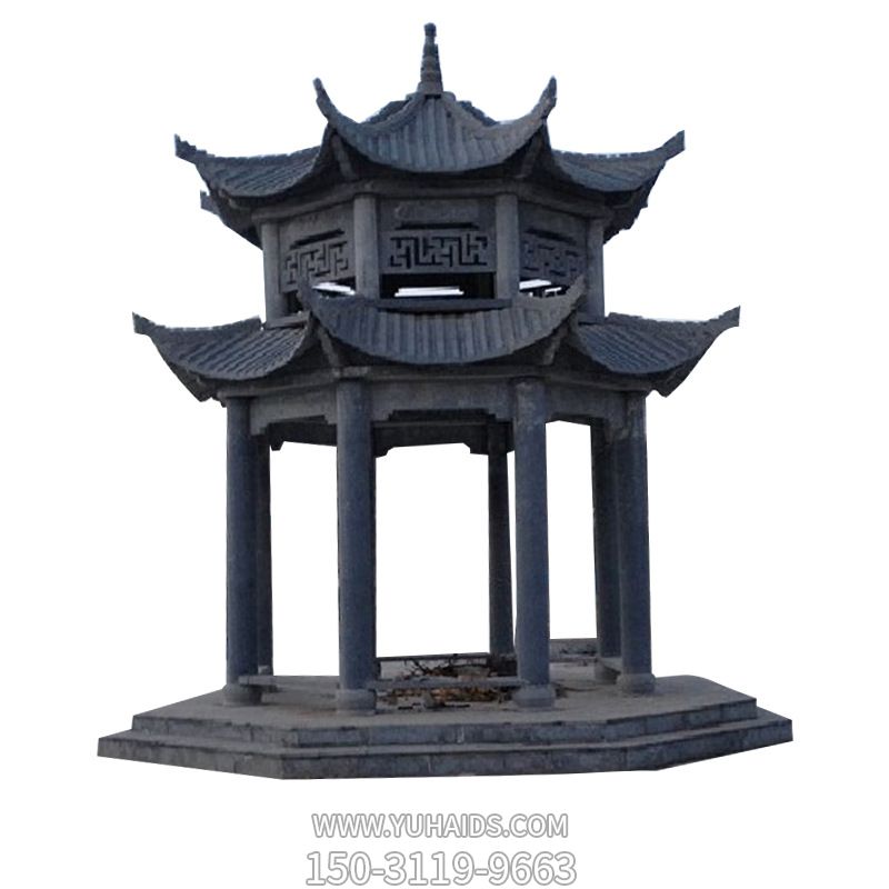仿古建青石双层休闲凉亭石雕博鱼网页版