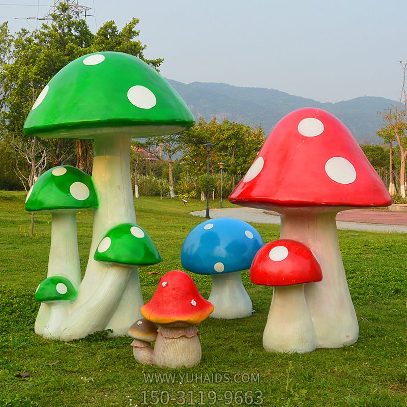 玻璃钢卡通蘑菇装饰品园林摆件博鱼网页版