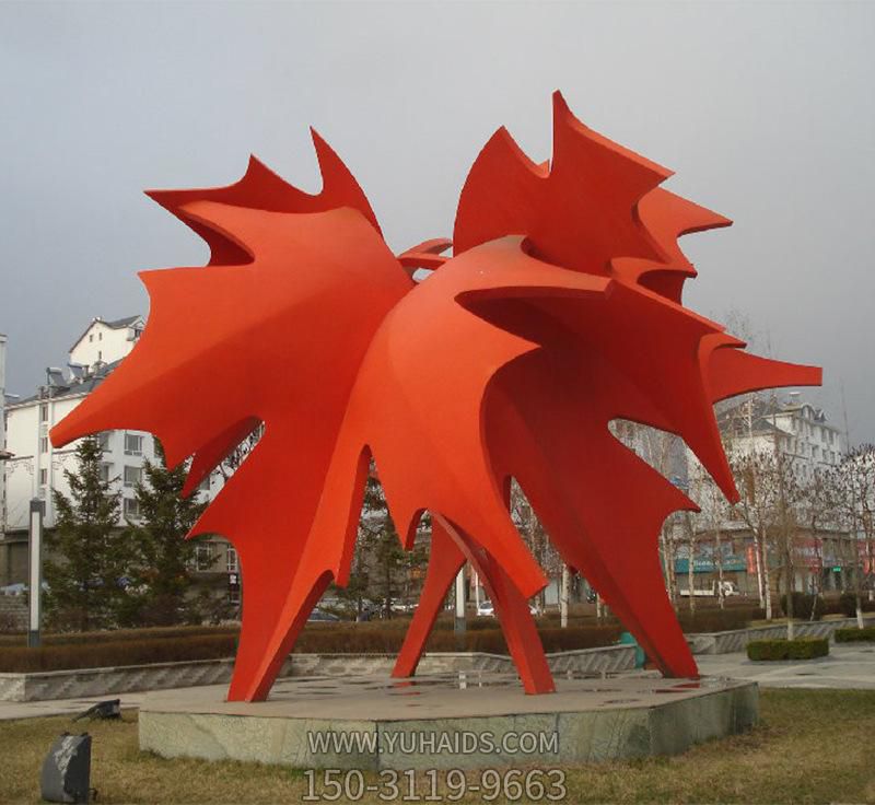 公园大型玻璃钢仿真红色枫叶博鱼网页版