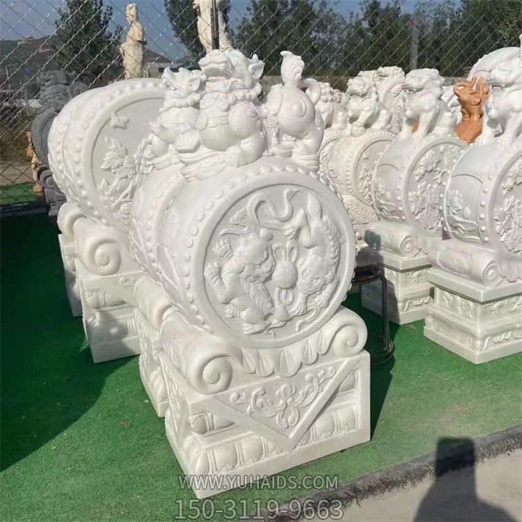 汉白玉大理石石雕抱鼓石摆件博鱼网页版