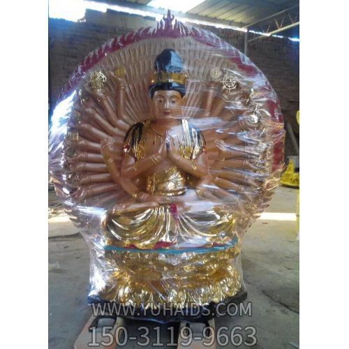 玻璃钢喷金彩绘千手观音博鱼网页版