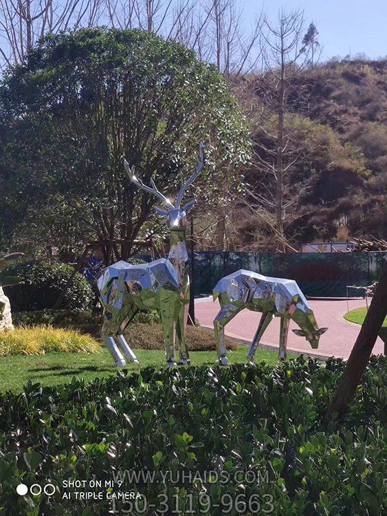 几何不锈钢户外公园抽象梅花鹿博鱼网页版