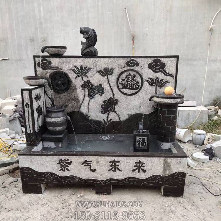 石槽鱼缸石雕荷花水槽养鱼池室内摆件博鱼网页版