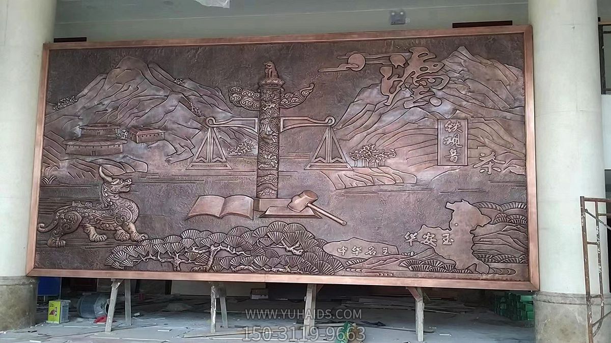 华安政务大厅地方主题浮雕,紫铜锻造壁画博鱼网页版