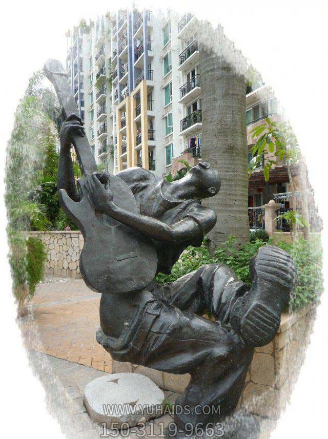 小区弹吉他的抽象人物景观博鱼网页版弹博鱼网页版