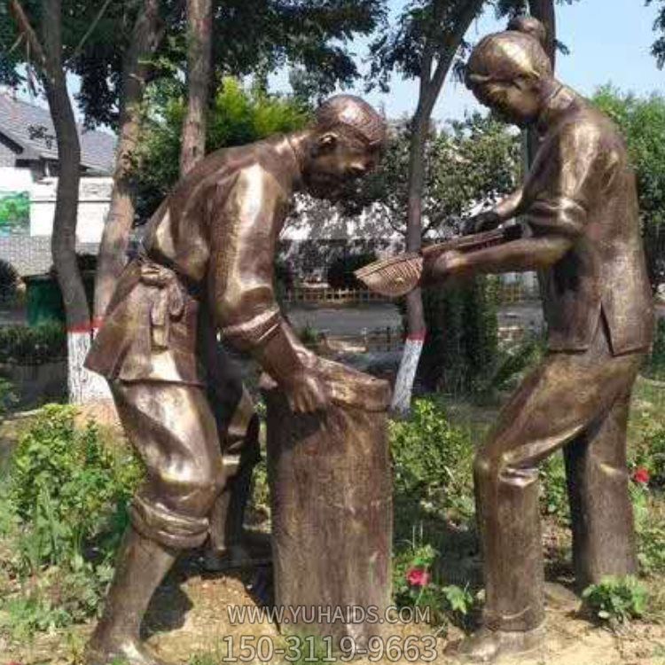 公园草地玻璃钢仿铜农耕文化装麦民俗小品博鱼网页版