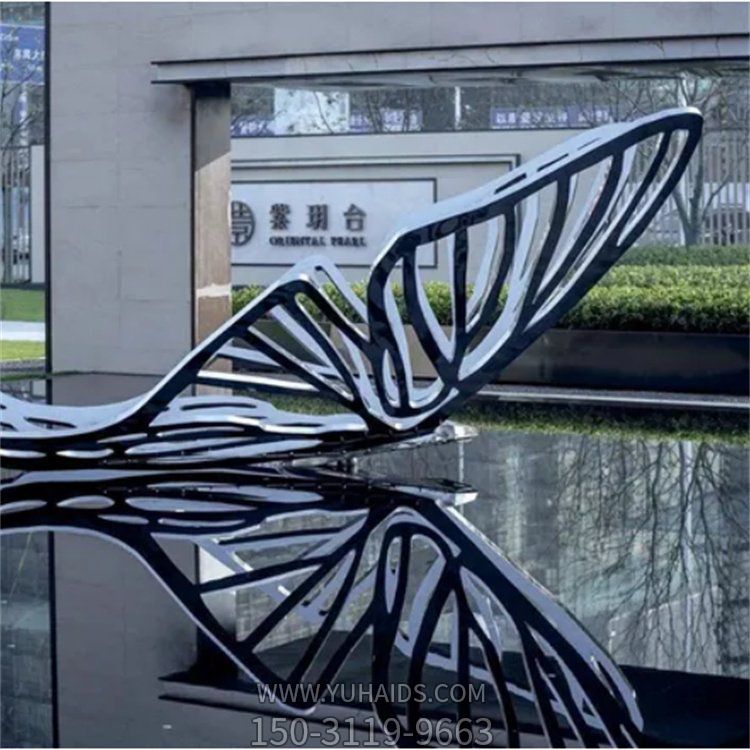 酒店会所喷泉水景不锈钢抽象不锈钢镂空蝴蝶博鱼网页版