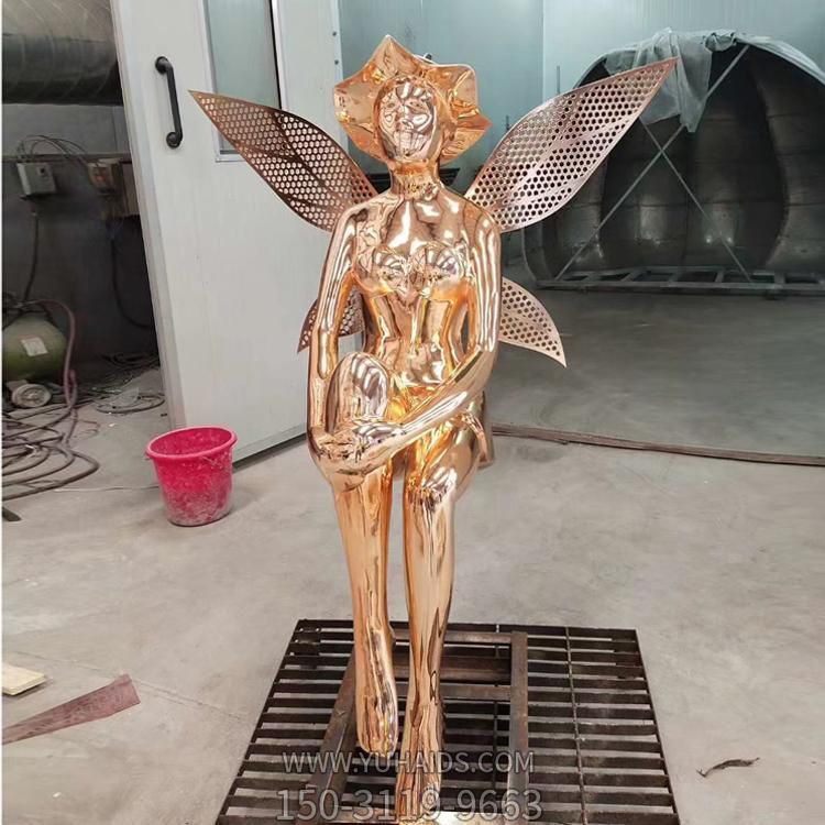 不锈钢镜面烤漆抽象花仙子广场景观小品博鱼网页版