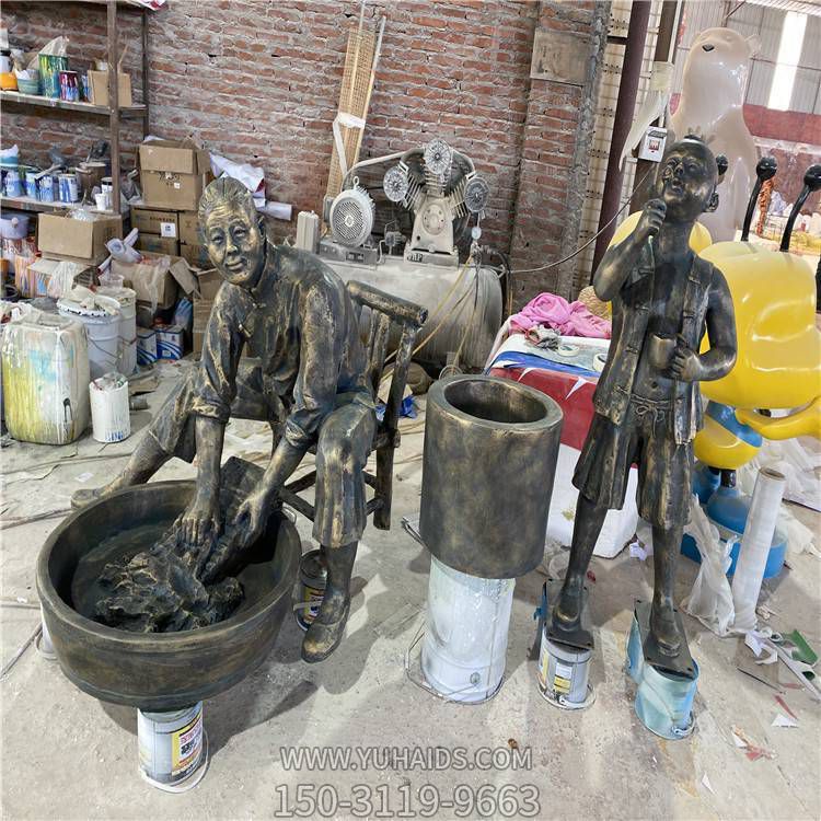 玻璃钢仿铜民俗文化洗衣服的情景人物博鱼网页版