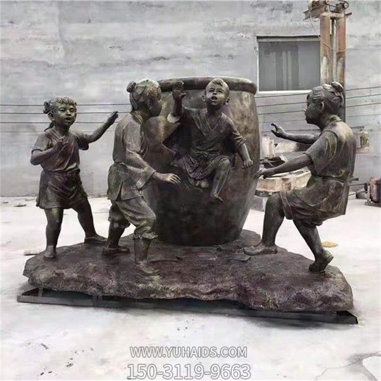 校园广场摆放玻璃钢仿铜司马光砸缸典故民俗人物博鱼网页版