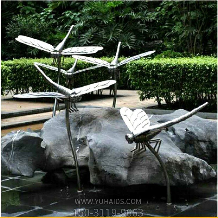小区喷泉水景装饰不锈钢蜻蜓昆虫博鱼网页版