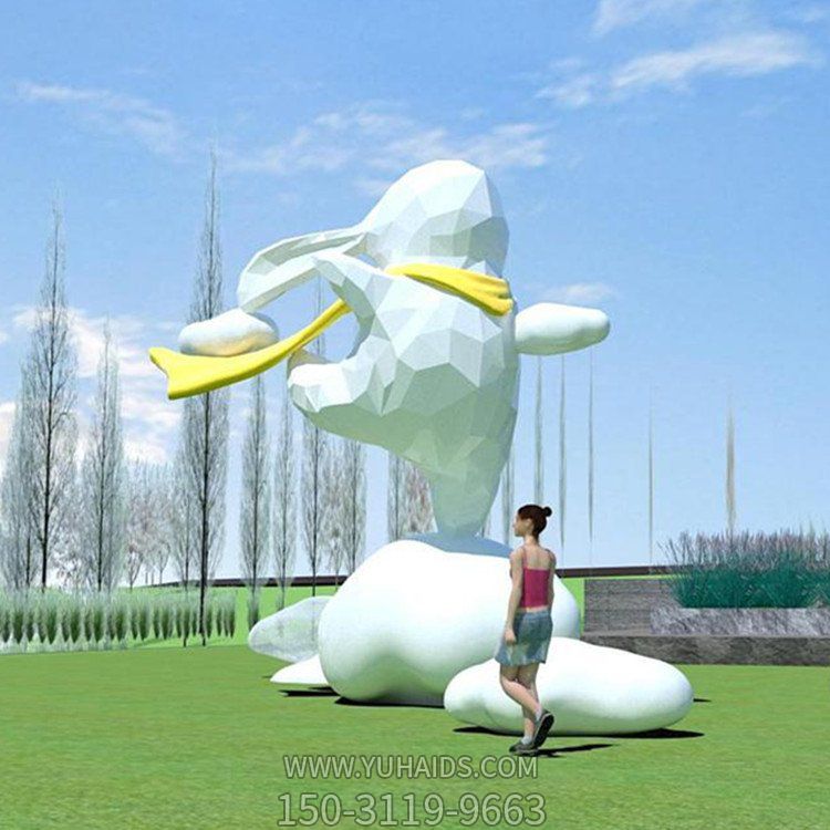 玻璃钢几何工艺踩着云朵的兔子景观博鱼网页版