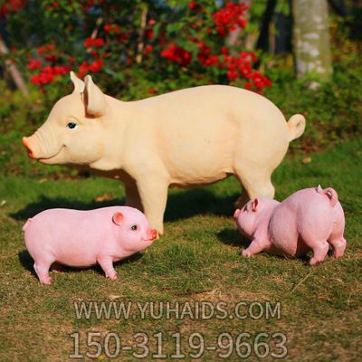 花园三只仿真玻璃钢猪博鱼网页版