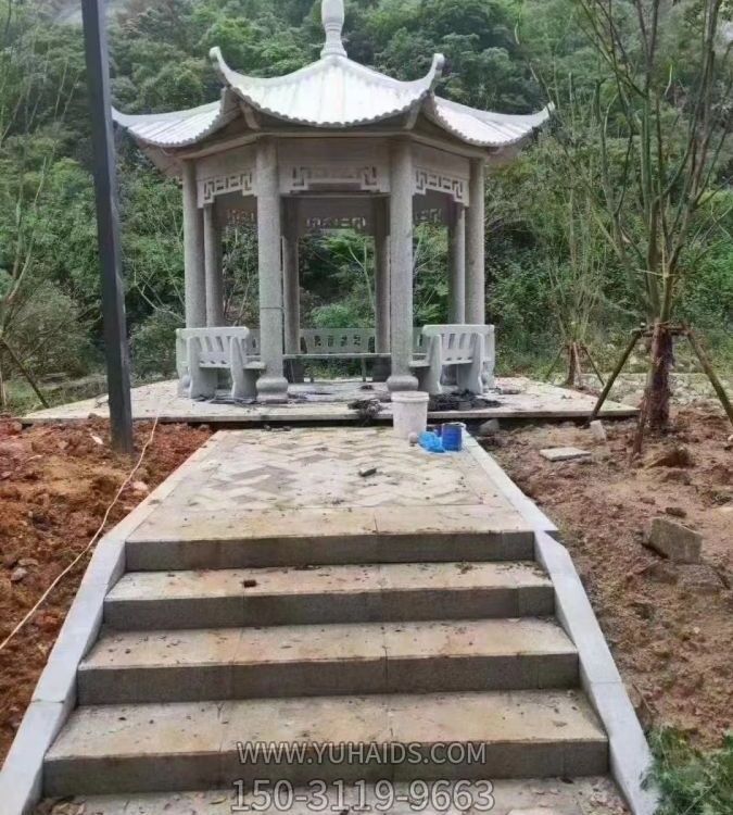 景点摆放花岗岩雕刻中式六角休息凉亭博鱼网页版