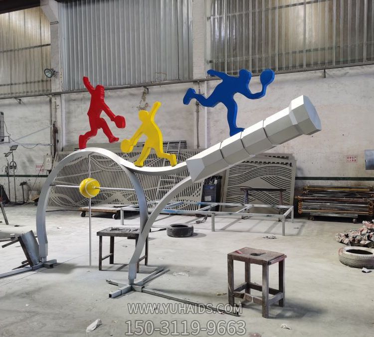 不锈钢剪影抽象运动打羽毛球的人物博鱼网页版