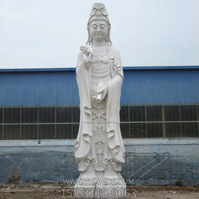 寺院祠堂汉白玉石雕南海滴水观音博鱼网页版摆件