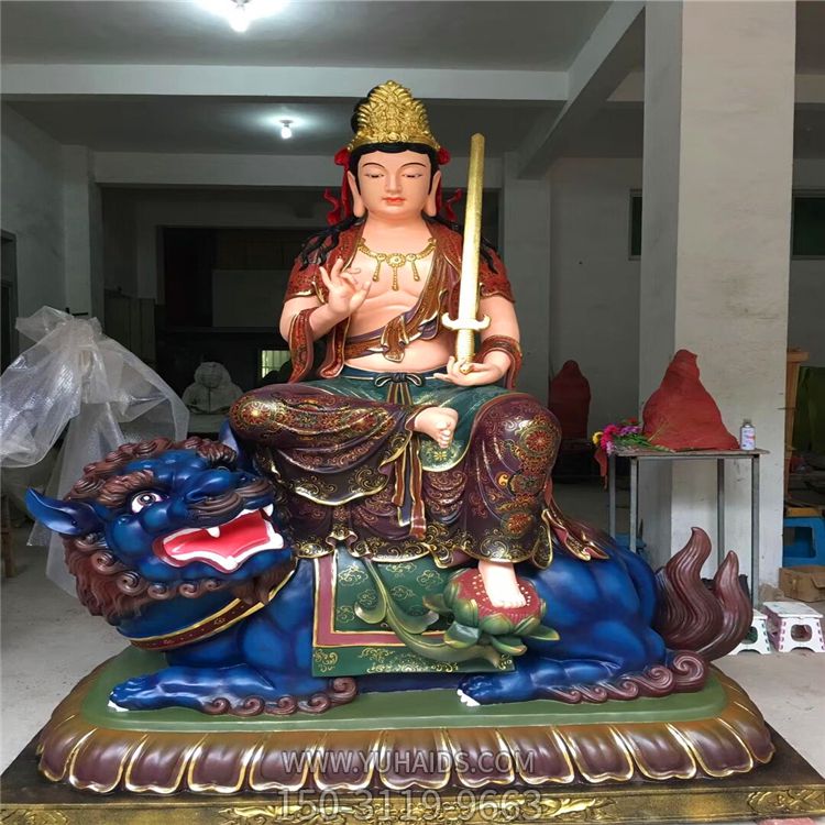 玻璃钢彩绘寺庙供奉佛像文殊普贤博鱼网页版