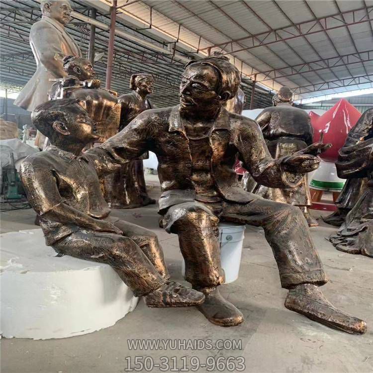 情景小品民俗玻璃钢仿铜爷孙俩人物景观博鱼网页版